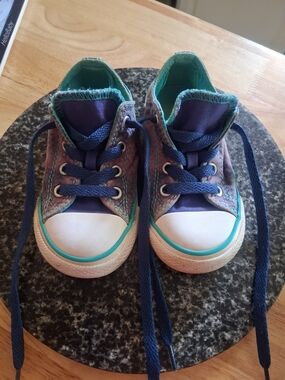 Converse Kids Navy with Teal Trim Lace-Up Sneakers